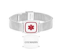 Zircobic Bracelet d’alerte médicale minimaliste et stylé en acier inoxydable pour asthme - Hypoallergénique, étanche, bijou d’identification confortable pour usage quotidien et actif