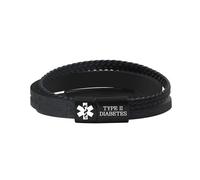 Zircobic Bracelet d’Alerte Médicale Style Religieux Homme Diabète de Type 2 - Plaque Médicale Gravée au Laser, Cuir PU avec Croix de Foi, Étanche et Durable, Pour Sports Extérieurs et Usage Quotidien