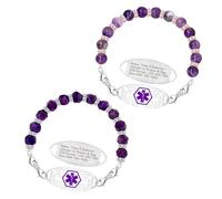 Zircobic Bracelet d’ID Médicale Femme Violet｜Gravure Laser Acier Inox｜Léger, Étanche & Confortable｜Texte Gravé Personnalisable｜Quotidien, Sport, Fitness, Plein Air & Voyage