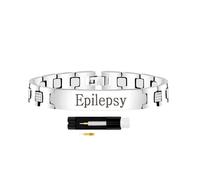 Zircobic Bracelet d’Identification Médicale en Acier Inoxydable, Gravure Laser Épilepsie, Unisexe, Étanche, Léger, Convient pour Usage Quotidien, Course, Natation & Fitness