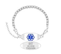 Zircobic Bracelet d'identification médicale ajustable avec anticoagulant Bracelet d'alerte d'urgence élégant | Bracelet de contact ICE personnalisé