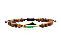Zircobic Bracelet Drapeau Palestinien | Bracelet Solidarité Palestinienne Fait Main | Bracelet Drapeau Multicolore Charme Arabe Pierre Œil Naturel Autonomisation Droits Civiques | Soutien Gaza YA5213