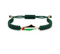 Zircobic Bracelet Drapeau Palestinien Rose Doré avec Cordon Vert Ajustable - Cadeau Fait Main pour Couples ou Amis, Symbole d'Unité et d'Espoir