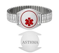 Zircobic Bracelet d'Urgence ID pour Asthme | Bracelet Médical Gravé ICE | Bracelet Ajustable, Durable et Confortable pour Urgences