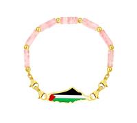 Zircobic Bracelet femme élégant style Moyen-Orient - Tourmaline pastèque rectangulaire et pendentif carte de la Palestine, adapté à diverses occasions