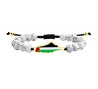 Zircobic Bracelet léger ajustable Howlite blanc 8MM - Design carte Palestine, bijou unisexe symbole de force et espoir, confortable pour fêtes, loisirs et quotidien