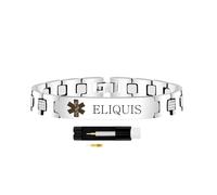 Zircobic Bracelet Médical Acier Inoxydable, Gravure Eliquis, Unisexe, Réglable, Étanche, Léger, Hypoallergénique, Identification Rapide, Convient Usage Quotidien, Course, Fitness & Natation