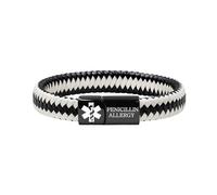 Zircobic Bracelet Médical Allergie Pénicilline, Bracelet PU Noir/Blanc Étanche, Identification Gravée Acier Inoxydable