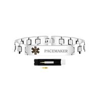 Zircobic Bracelet Médical d’Urgence en Acier Inoxydable, Gravure Laser Pacemaker, Léger, Étanche, Confortable, Unisexe, Convient pour Sport, Course & Usage Quotidien