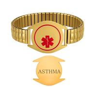 Zircobic Bracelet Médical d'Alerte pour Asthme | Bracelet Gravé d'Identité Médicale | Bijou ICE Élégant et Classique | Bracelet Confortable et Ajustable pour Urgences