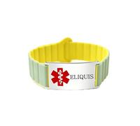 Zircobic Bracelet Médical d'Urgence en Silicone avec Plaque en Acier Inoxydable, Compatible Apple Watch & Samsung, Gravé ou QR Code, Léger, Étanche, Confortable pour Usage Quotidien （ELIQUIS）