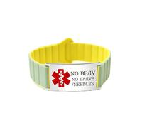 Zircobic Bracelet Médical d'Urgence en Silicone avec Plaque en Acier Inoxydable, Compatible Apple Watch & Samsung, Gravé ou QR Code, Léger, Étanche, Confortable pour Usage Quotidien （NO BP/IV）