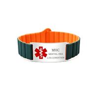 Zircobic Bracelet Médical d'Urgence en Silicone avec Plaque en Acier Inoxydable, Compatible Apple Watch & Samsung, Gravé ou QR Code, Léger, Étanche, Confortable pour Usage Quotidien （MHC）
