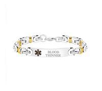 Zircobic Bracelet médical élégant gravé en acier inoxydable avec mention « Blood Thinner » - Léger, étanche, durable pour usage quotidien, extérieur et voyage
