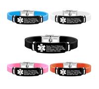 Zircobic Bracelet Médical Texte Personnalisé - Étanche, Silicone & Acier Inoxydable Léger, Bracelet Alerte Unisexe pour Usage Quotidien, Fitness & Activités de Plein Air