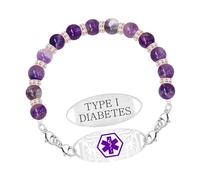 Zircobic Bracelet Médical Violet Réglable｜Gravure Laser TYPE I DIABETES Acier Inox｜Durable, Léger & Étanche｜Confortable Quotidien, Plein Air, Voyage, Fitness