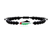 Zircobic Bracelet Palestinien Personnalisé Fait Main | Bracelet Drapeau Protestation Héritage Arabe Multicolore | Bracelets Force Culturelle Espoir | Bracelet Onyx Noir | Soutien Gaza YA5213
