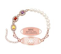 Zircobic Bracelet Santé Mentale | Perle + Zircon Coloré Ajouré | Chaîne Or Rose Légère | Plaque Acier | Pour Bureau, Voyage & Sport