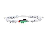 Zircobic Bracelet Soutien Palestinien | Bracelet Tissé Drapeau Moyen-Orient Perles Turquoise Blanche Corde À Tirer | Justice Autonomisation Solidarité Paix Plaidoyer Bracelet | Soutien Gaza YA5213