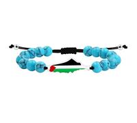 Zircobic Bracelet unique carte Palestine - Perles turquoise 8MM, bijou unisexe symbole de force et espoir, parfait pour fêtes et loisirs