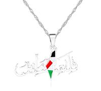 Zircobic Collier carte Palestine homme, style arabe, acier inoxydable plaqué or léger, design hypoallergénique, bijou culturel pour usage quotidien