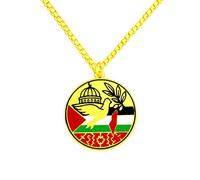 Zircobic Collier Fierté Ethnique Breloque symbolique en inox, style artisanal. Expression culturelle arabe, idéal pour la mode urbaine, les rassemblements et les superpositions quotidiennes.