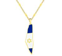 Zircobic Collier Israël doré, pendentif étoile de David avec drapeau, bijou patrimonial juif mixte en acier inoxydable