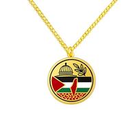 Zircobic Collier Libération Pendentif ethnique en inox avec branche d'olivier gravée, symbole d'unité culturelle. Parfait pour un style quotidien et exprimer la fierté du patrimoine.