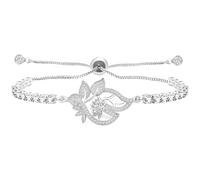 Zircobic YA4802 Bracelet de tennis extensible en forme de fleur de lotus pour femme en oxyde de zirconium, Medium, Laiton, Oxyde de zirconium