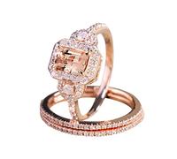 Zircon Bague Bijoux De Mode Or Rose Ensemble Anneau Européen Micro Ensemble Bague De Fiançailles Mode Anneau Cadeaux Pour Femmes Et Hommes bagues art déco (Rose Gold, 9)