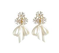 Zircon Bouquet Ruban Goutte Boucles D'oreilles Pour Les Femmes Romantiques Élégantes, Style Français Exquis Haut De Gamme Polyvalent Quotidien Bijoux D'oreille