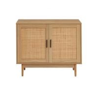 ZIRCON - Buffet effet chêne cannage rotin 2 portes 90cm