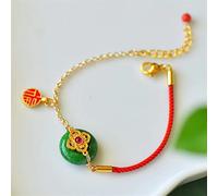 Zircon incrusté Natural Hetian Jade Ring New Exquisite Light Luxury Ladies Silver Jewelry (Gem Color: Green, Longueur: 17-20cm)