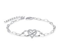 Zircon Infinity Love Symbol Charmant Bracelet Ajustable Pour Femme Argent