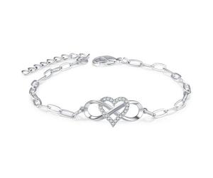 Zircon Infinity Love Symbol Charmant Bracelet Ajustable Pour Femme Argent