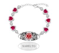 Zirconia Bracelet Xarelto, plaque inox gravée, cœur zirconia, chaîne réglable, confortable, léger, usage quotidien, randonnée et exercice