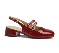 ZIRIA Chaussures pour femme avec sangle à boucle et talons hauts, escarrés, talon plateforme, bordeaux, 35 EU