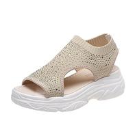 ZIRIA Chaussures pour femme Rome Épais Plateformes à enfiler Sport Running Sandales pour femme, beige, 40 EU