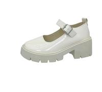 ZIRIA Lolita Chaussures Mary Jane à talons hauts et bout rond pour femme Noir, Beige vif, 43 EU