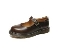 ZIRIA Petites chaussures en cuir à bout rond et talons hauts rétro pour femme Chaussures Mary Jane, Marron 2221, 38 EU
