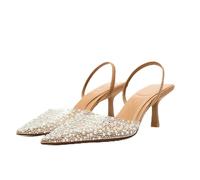 ZIRIA Sandales à talons hauts à tête pointue pour femme Chaussures Escarpins, abricot, 37 EU
