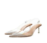 ZIRIA Sandales à talons hauts à tête pointue pour femme Chaussures Escarpins, Transparent B, 38 EU