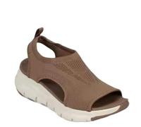 ZIRIA Sandales compensées d'été 2023 en maille pour femme - Bout ouvert - Extensible - Chaussures orthopédiques à enfiler - Chaussures décontractées avec sangle arrière, marron, 43 EU
