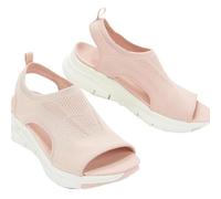ZIRIA Sandales compensées d'été 2023 en maille pour femme - Bout ouvert - Extensible - Chaussures orthopédiques à enfiler - Chaussures décontractées avec sangle arrière, rose, 43 EU