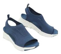 ZIRIA Sandales compensées d'été 2023 en maille pour femme - Bout ouvert - Extensible - Chaussures orthopédiques à enfiler - Chaussures décontractées avec sangle arrière, bleu, 43 EU