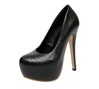 ZIRIA Talons hauts Noir Alligator Print Escarpins Grande Taille 35-45 Hommes Talons Drag Queen Trans Crossdresser Femmes Chaussures
