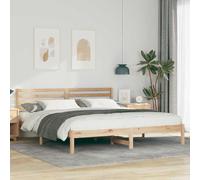 ZIRLANLV Cadre de Lit Plateforme en Bois de Pin Massif avec Tête de Lit, Support à Lattes en Bois, Aucun Sommier Tapissier Nécessaire, Base de Finition Naturelle pour Installation (180 x 200 cm)