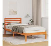 ZIRLANLV Cadre de Lit Plateforme en Bois de Pin Massif avec Tête de Lit, Support à Lattes en Bois, Aucun Sommier Tapissier Nécessaire, Base de Finition Naturelle pour Installation (80 x 210 cm)