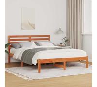 ZIRLANLV Cadre de Lit Plateforme en Bois de Pin Massif avec Tête de Lit, Support à Lattes en Bois, Aucun Sommier Tapissier Nécessaire, Base de Finition Naturelle pour Installation (120 x 190 cm)