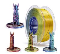 ZIRO PLA Filament Tricolore Coextrusion Soie 3D Imprimante Filament 1.75mm pour Imprimante 3D et Stylo 3D, Multicolor PLA Filament, 1kg (2.2lbs), Aurora Couleur